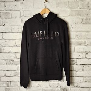 Buffalo David Bitton Logo Hoodie Black Pullover Pocket Size Medium